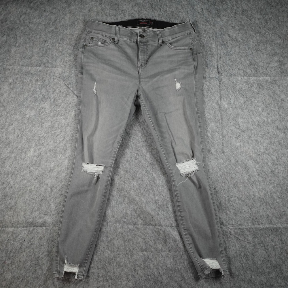 Torrid Jeans Womens 16 R Gray Bombshell Skinny Distressed Super Soft Denim